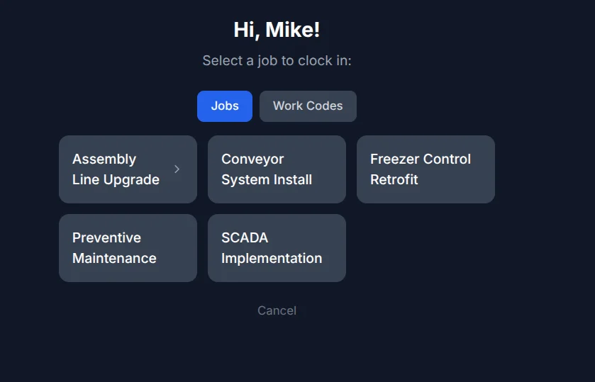 Kiosk Job Select